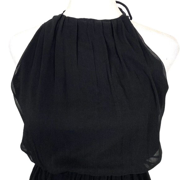 ABERCROMBIE FITCH Women Chiffon Overlay Mini Halter Dress Size M Black Chic 4-22 - Picture 5 of 13